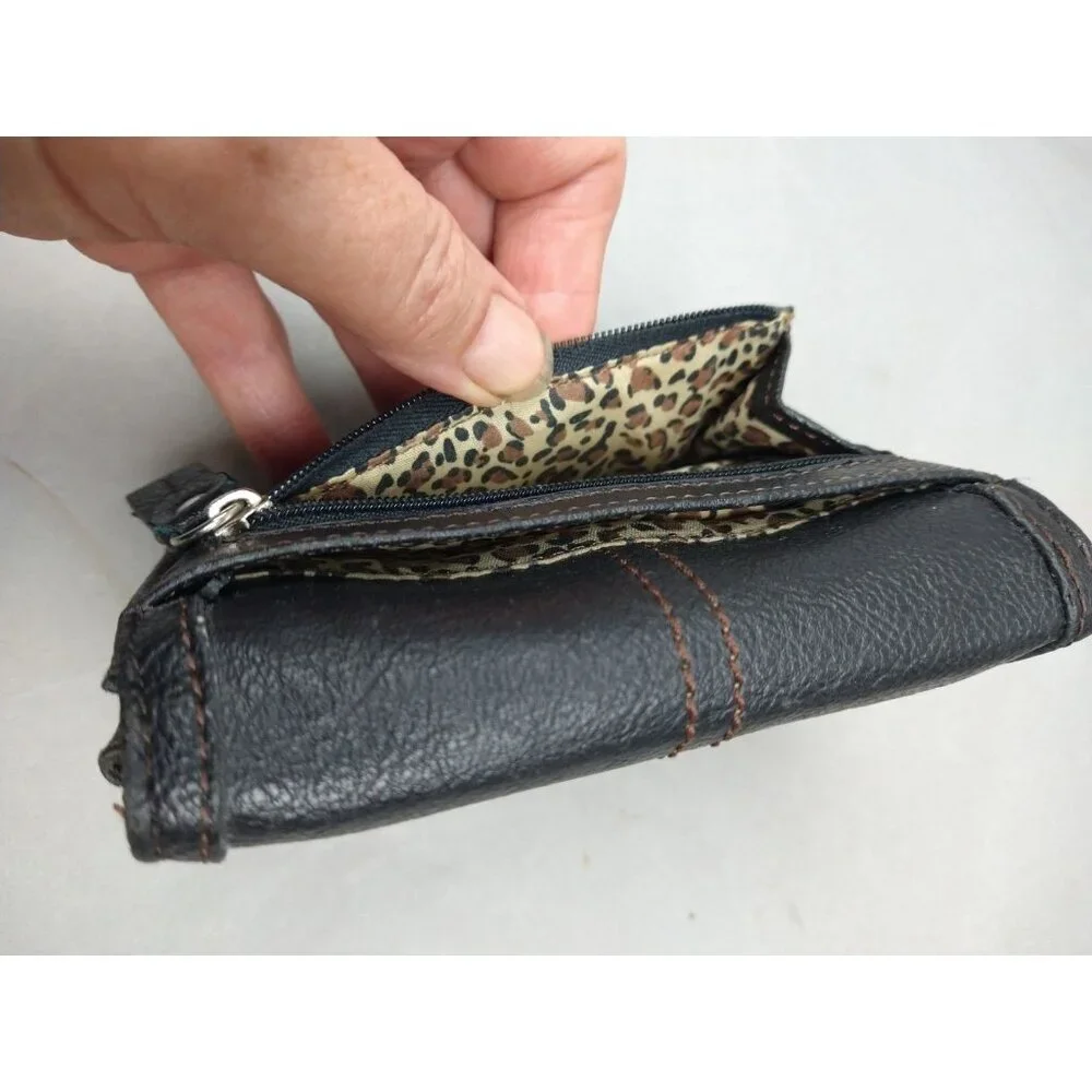 Relic Leather Wallet Brown Zip Pocket Coin Purse‎ Card Slots Bi-Fold Wallet